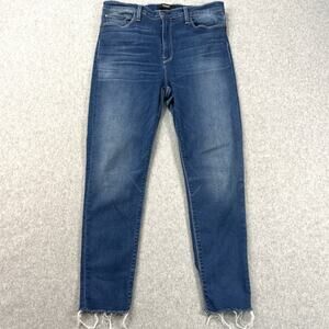 Hudson Barbara Skinny Jeans Blue Mid Rise WMNS 32 Raw Hem Stretch Y2K Streetwear